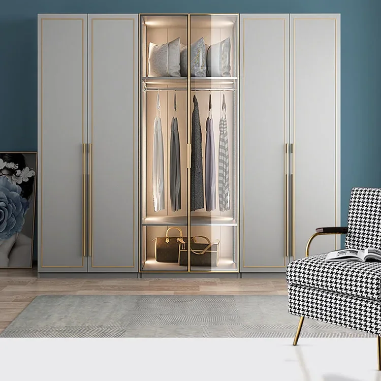 Дверь большой шкаф минималистичная стеклянная дверь деревянная роскошная