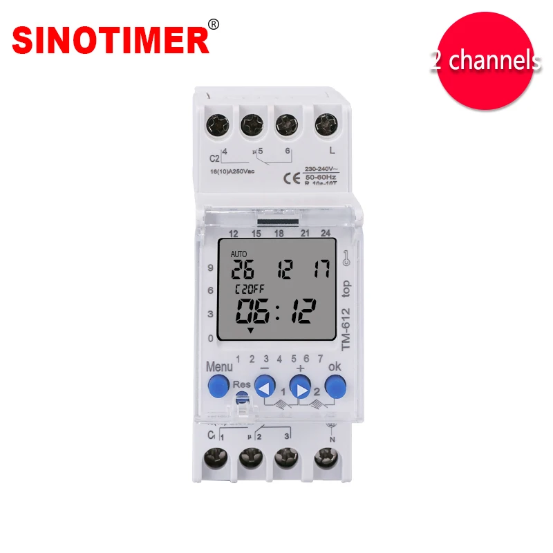 

2 Channels Big LCD Display Programmable 24hrs Time Clock with Two Relay Outputs