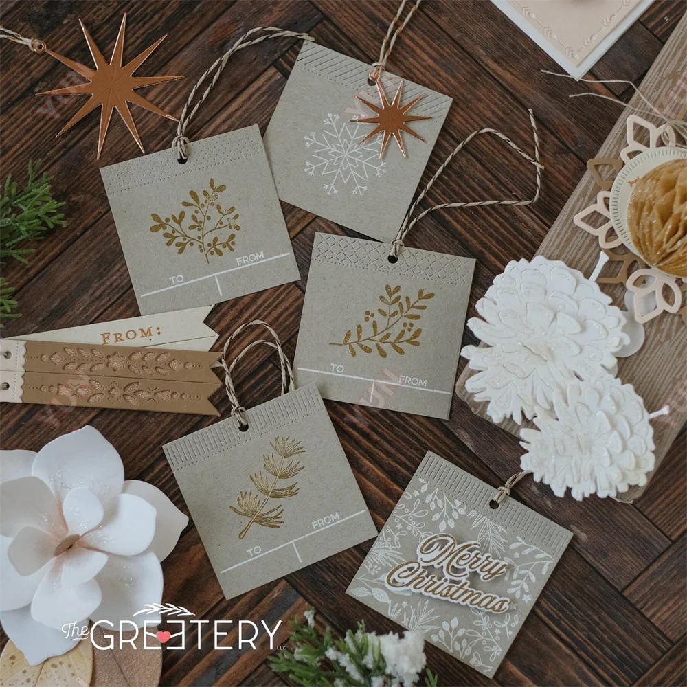 Металлические штампы-трафареты с изображением снежинок и кисточек