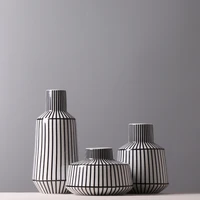 black white striped ceramic vase modern dried flower accessories living room home decor art geometric line vase