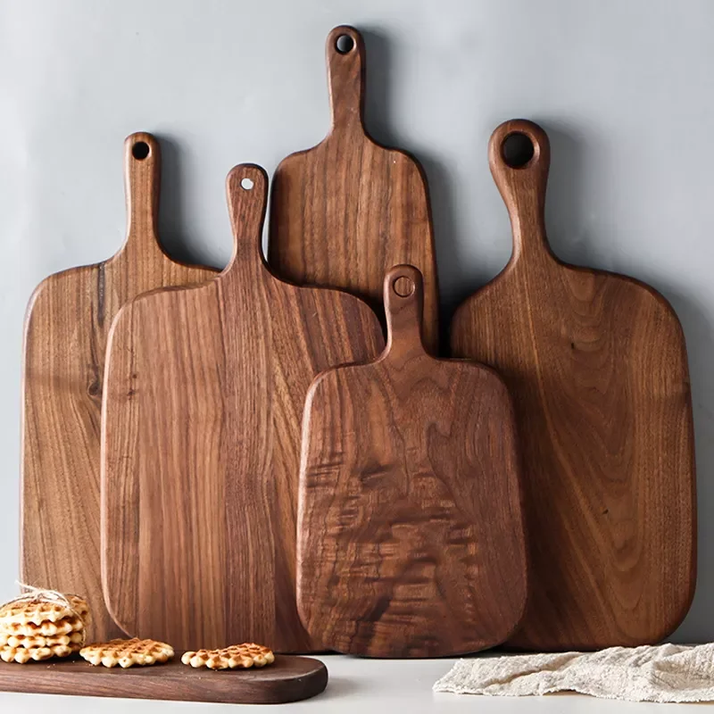 

Quality Kitchen Wooden Chopping Blocks Beech Walnut Cutting Board Pizza Bread Fruit Sushi Tray Hangable Non-slip Kitchen Tools