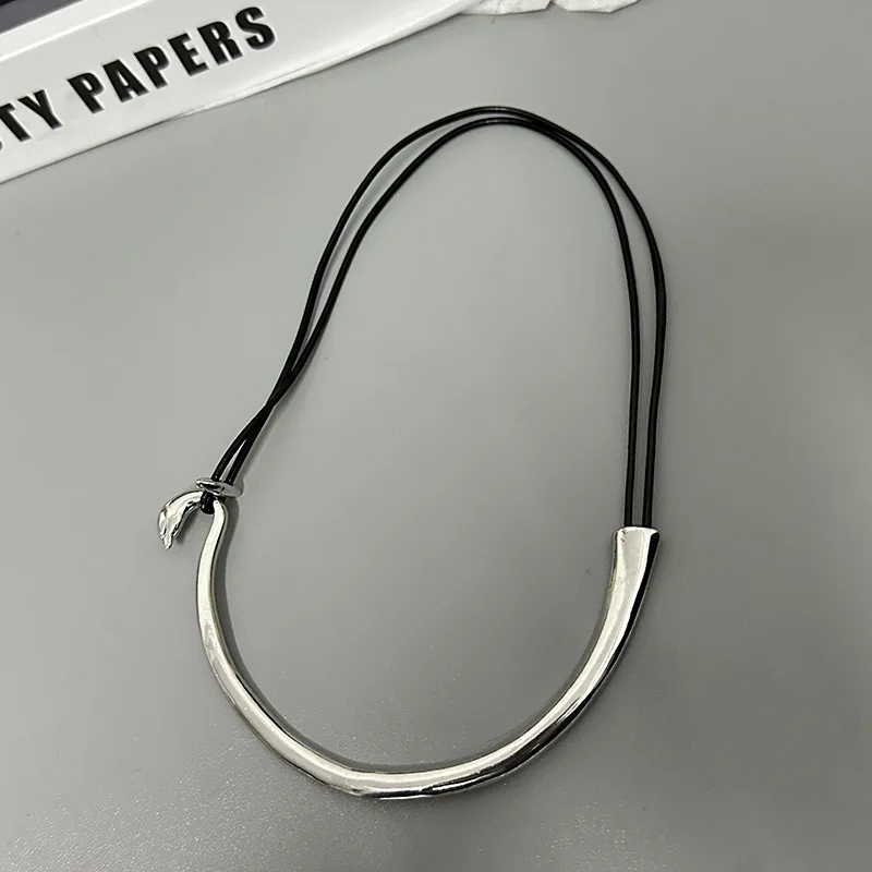 Модный Большой U-образный массивный чокер ожерелье металлическая подвеска