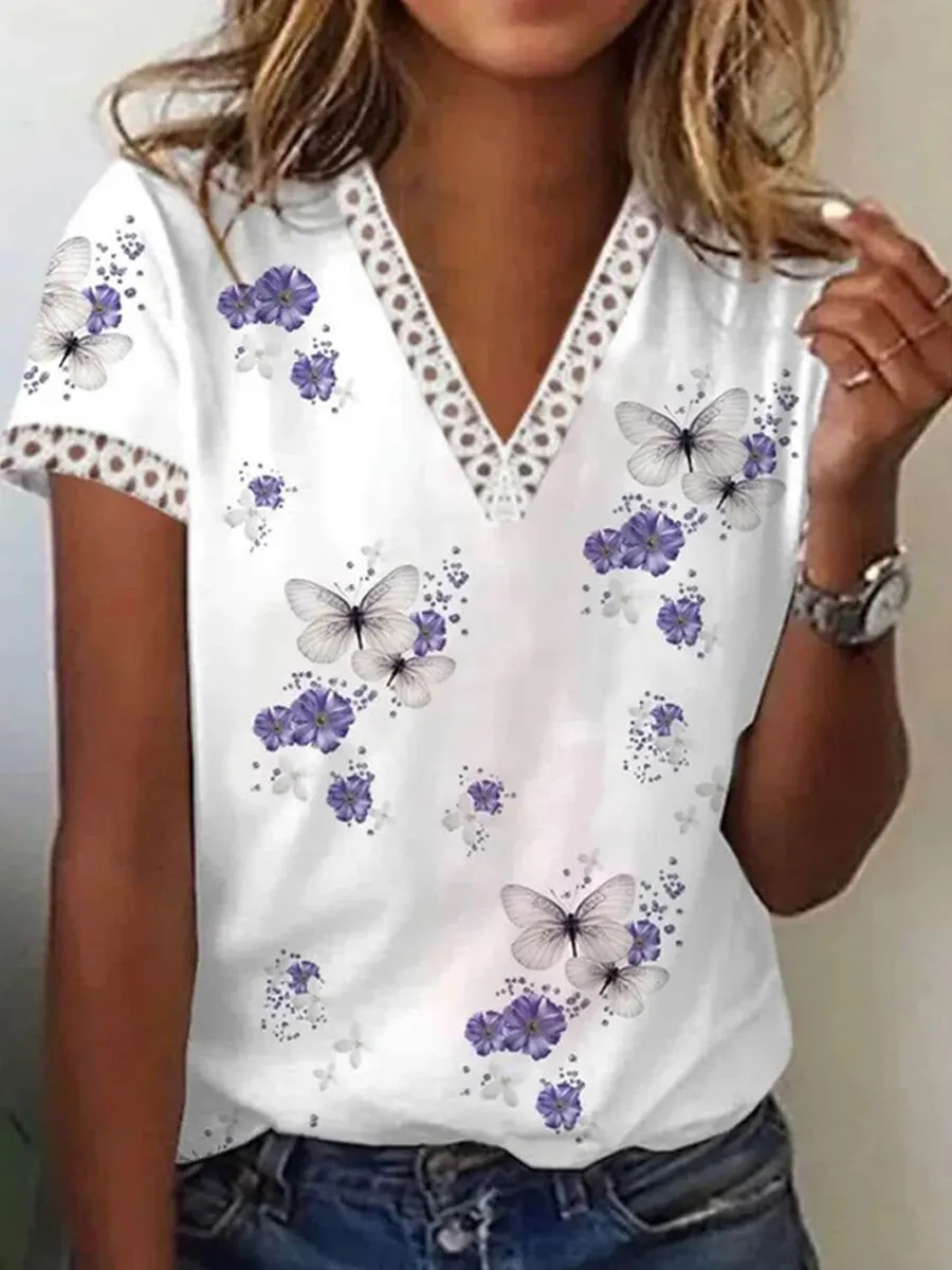 

Summer Women T-shirts Casual Loose Short Sleeves T-shirts Women Fashion Elegant Tops FW4069