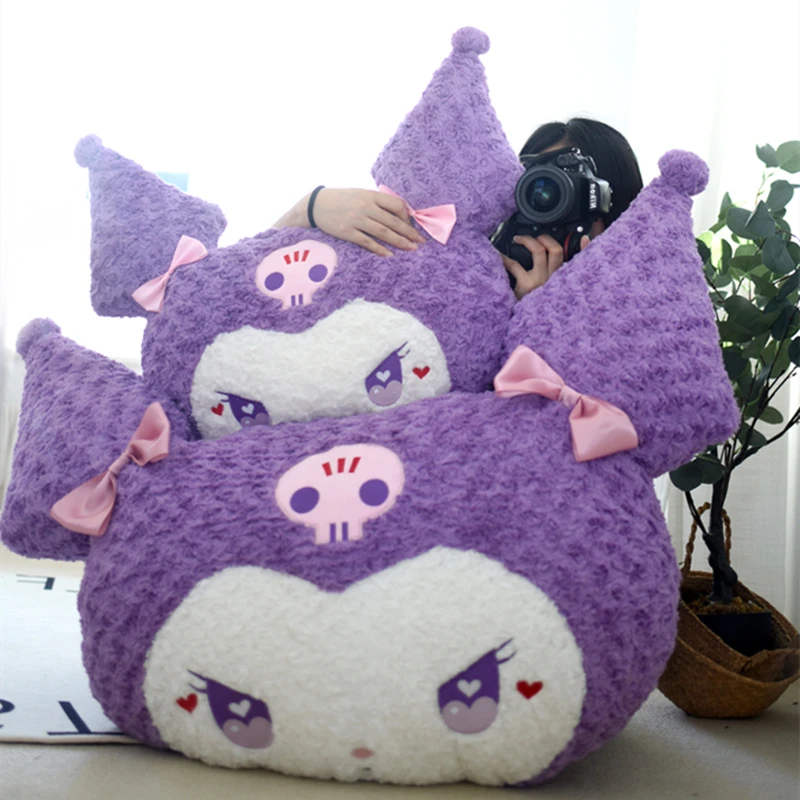 

Furry Purple Kuromi Back Cushion Throw Pillow Soft Comfortable Japanese Style Sofa Decorative Pillow Birthday Gifts For Girl