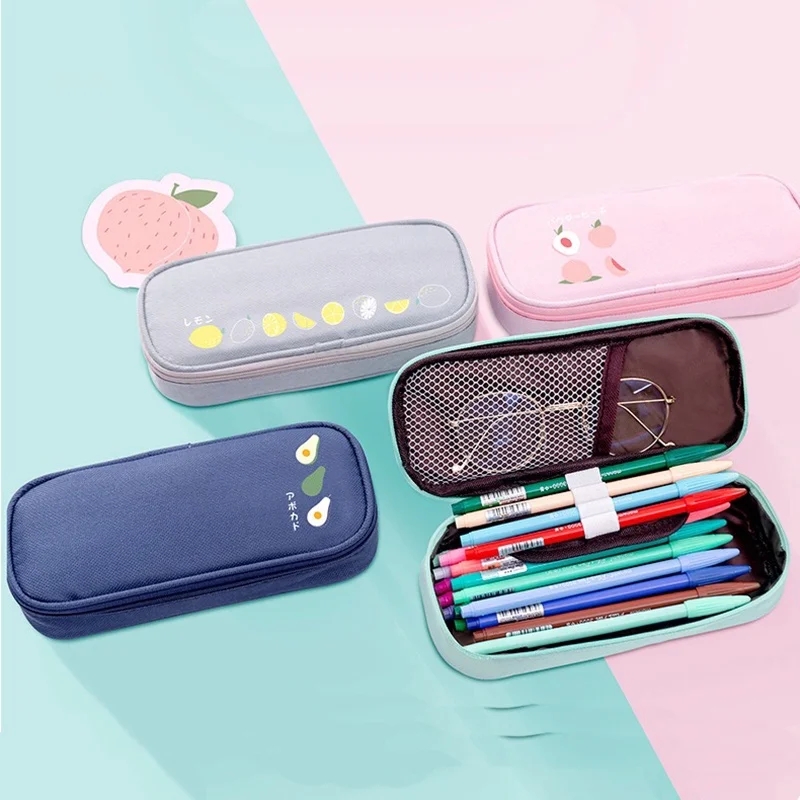

Pencil Bags Creative Fruit Color Canvas Pencil Case Large Capacity School Gifts Kid Bag Student Cute Stationery Organizer