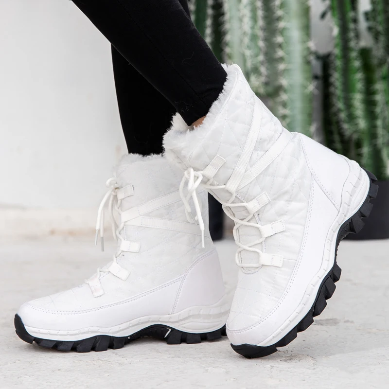 Women Waterproof Winter Shoes Female Snow Boots Platform Keep Warm Ankle Winter Boots Thick Fur Heels Botas Mujer