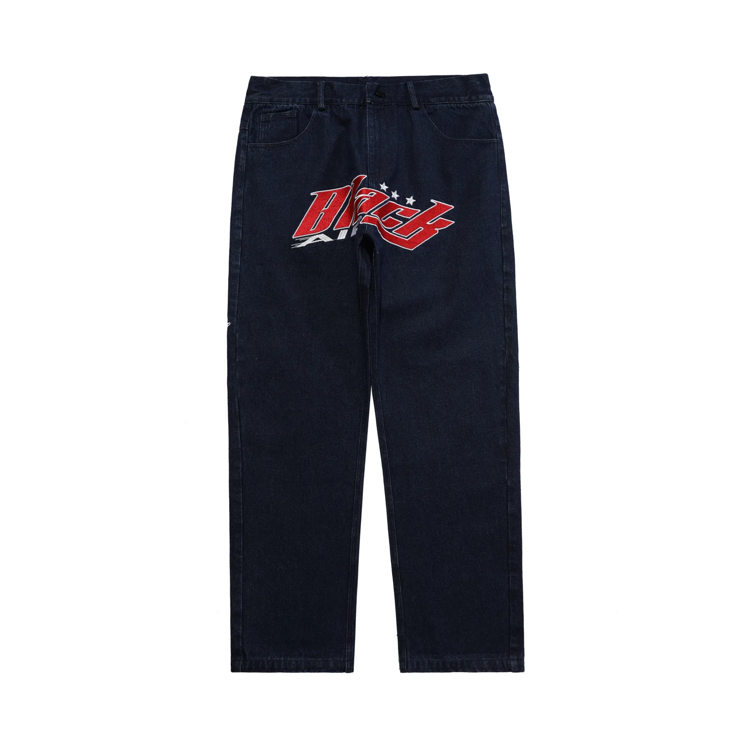 BLACKAIR street wear hip hop letter embroidery loose straight leg jeans men high street baggy jeans boyfriend style women jeans