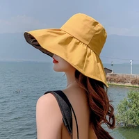 japan black glue big brimmed hat womens summer fisherman hat all match sunscreen sun hat anti ultraviolet sunshade folding hat