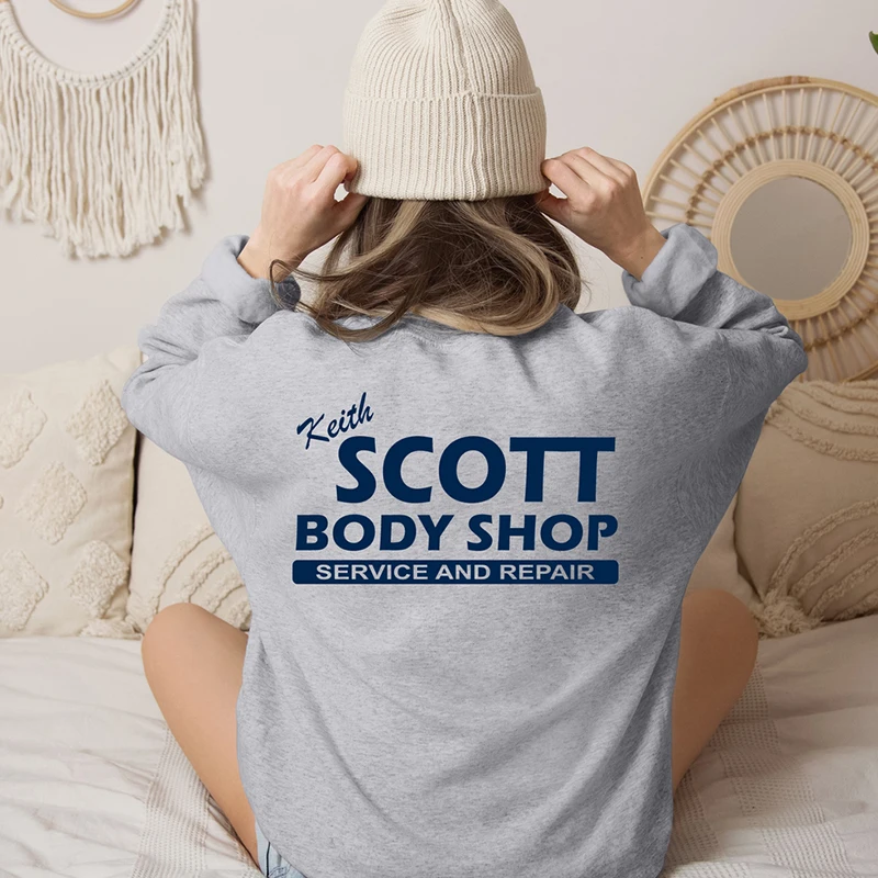 Keith Scott Body Shop Сервис и ремонт Женская толстовка с круглым вырезом Хлопок One Tree Hill