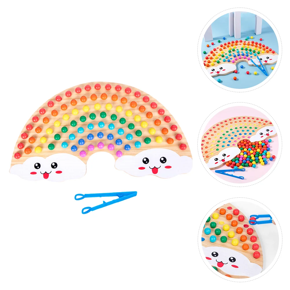 

1 Set Wooden Rainbow Bead Board Game Premium Durable Rainbow Board Game