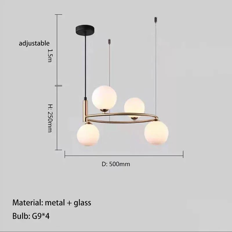 

Nordic Creative Glass Ball Chandelier Circular Living Room Bedroom Light Children's Study Clothing Store Restaurant Magic Bean
