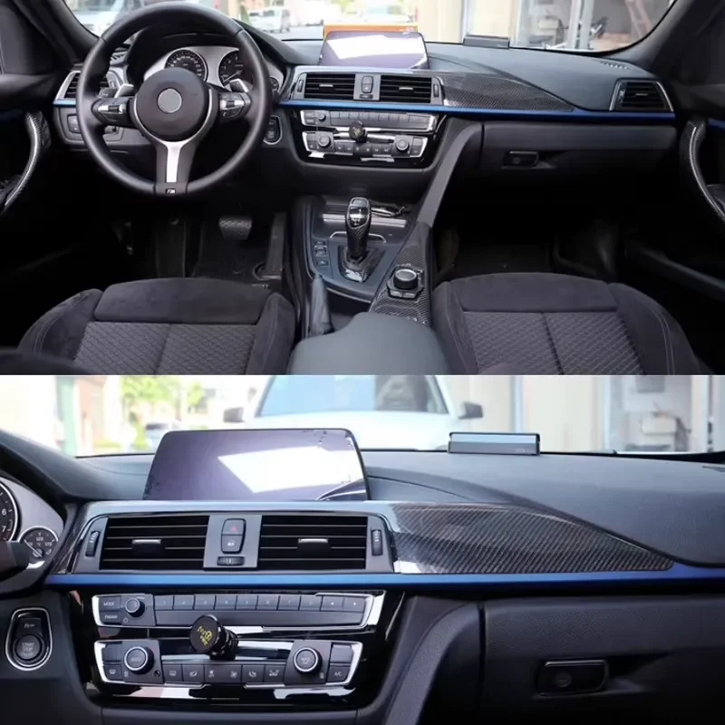 Фото Индивидуальная черная отделка салона из сухого карбона 3K Twill для BMW 3 серии F30 340i LHD, 9 элементов №2