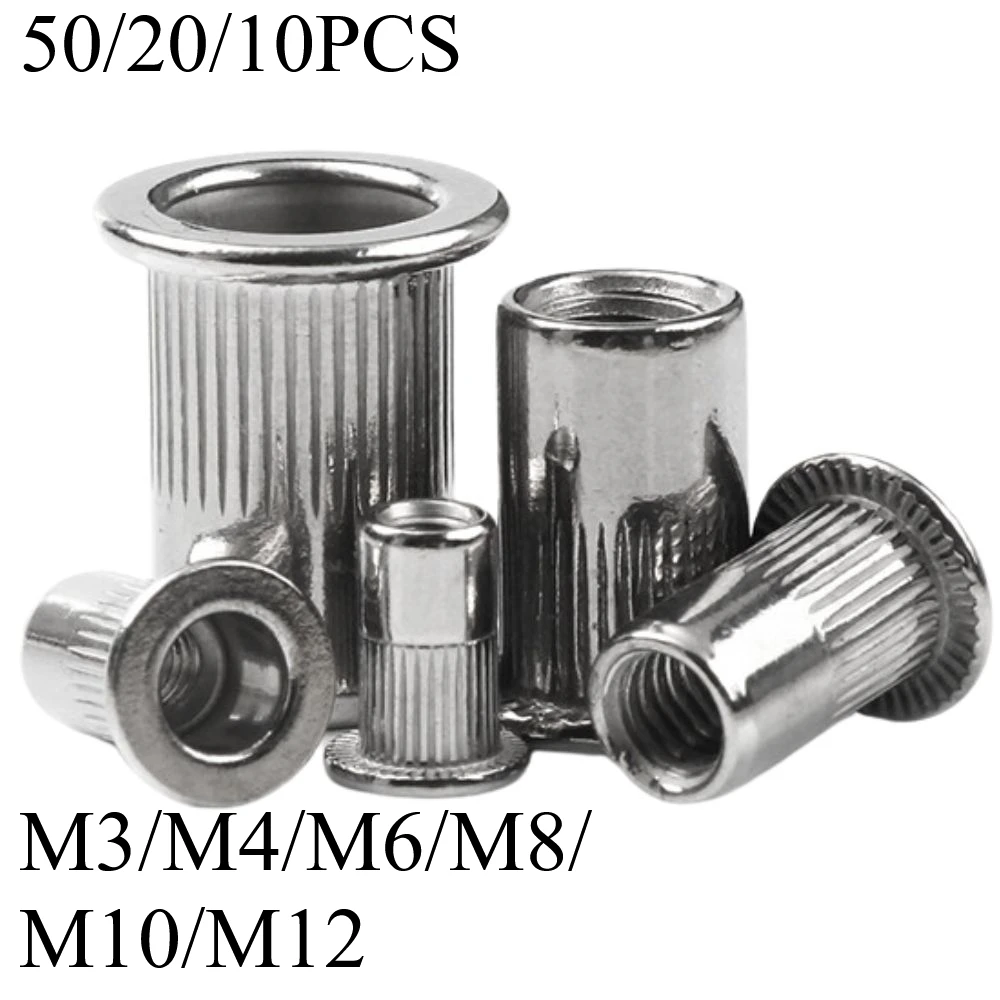 

50/20/10 шт. набор заклепок из нержавеющей стали с плоской головкой M3 M4 M5 M6 M8 M10, реверсивные заклепки разных размеров
