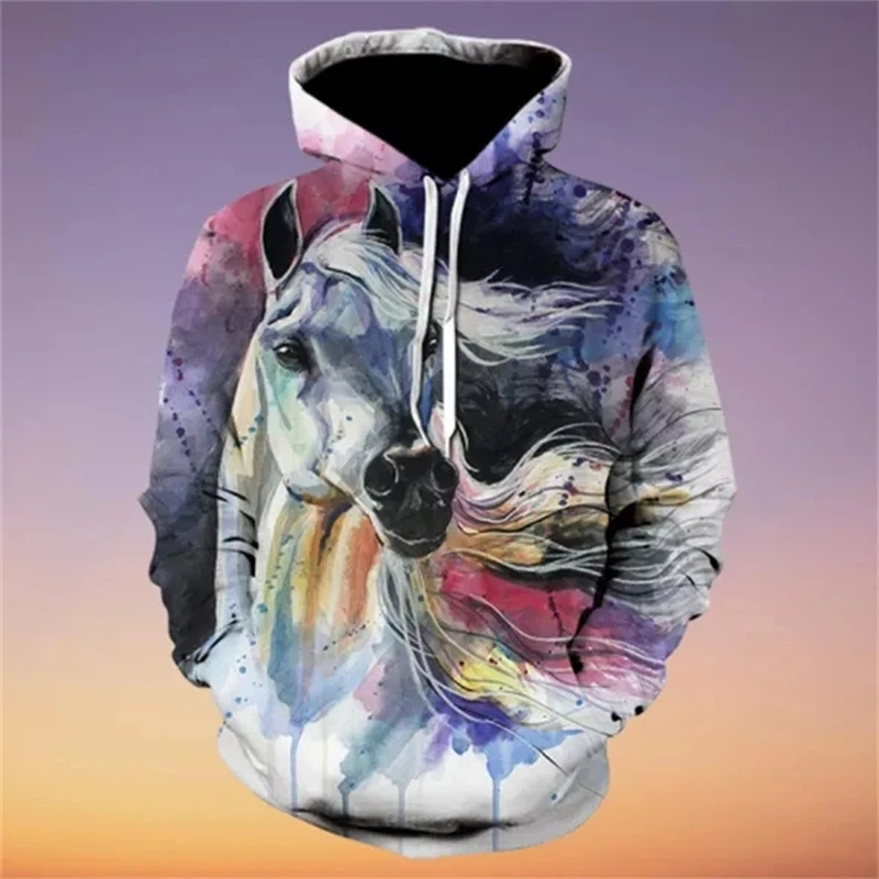 Модные мужские и женские толстовки с 3D-принтом лошади пуловер свитеры рубашки