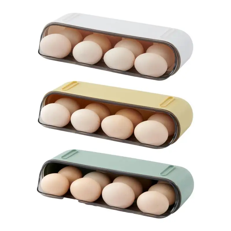 

Rolling Egg Dispenser Fridge Containers Stackable Egg Storage Large Capacity Wide Scope Of Use For Home Kitchen Gadgets