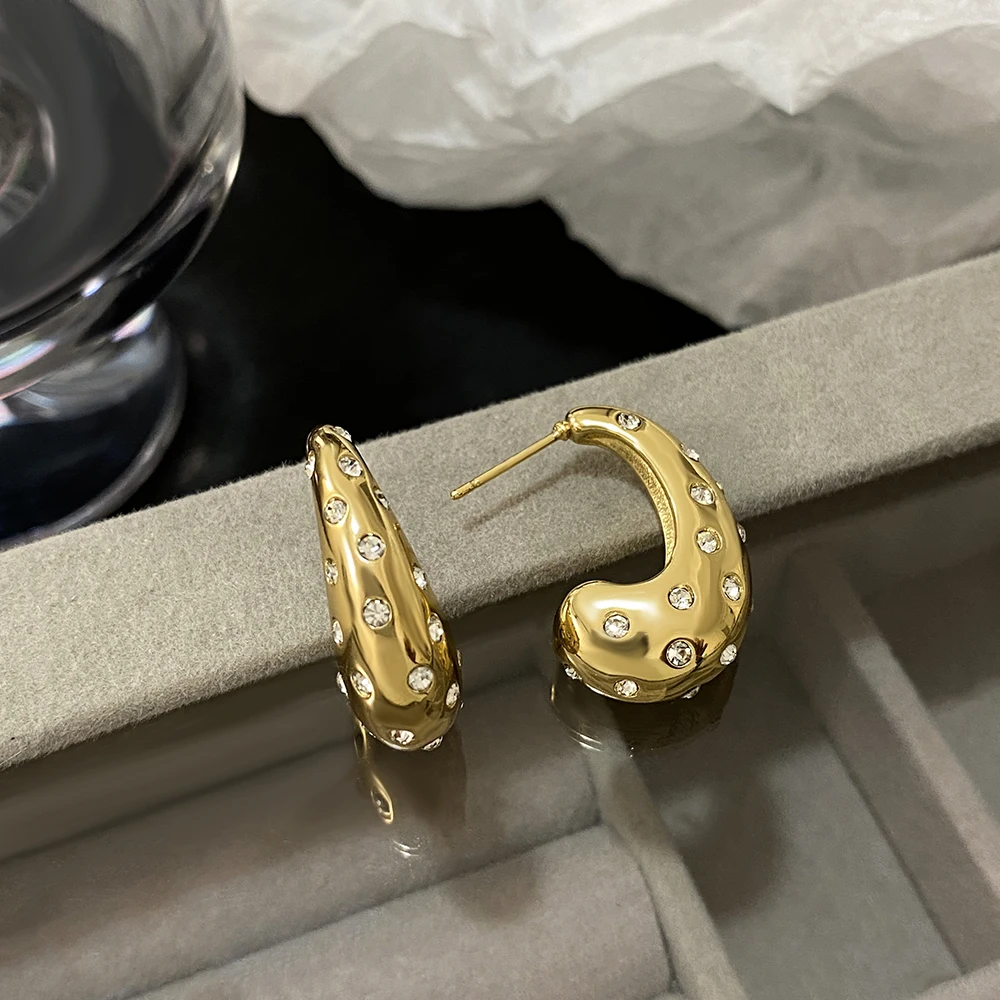 Женские массивные серьги-капельки DODOHAO позолоченные серьги из нержавеющей стали