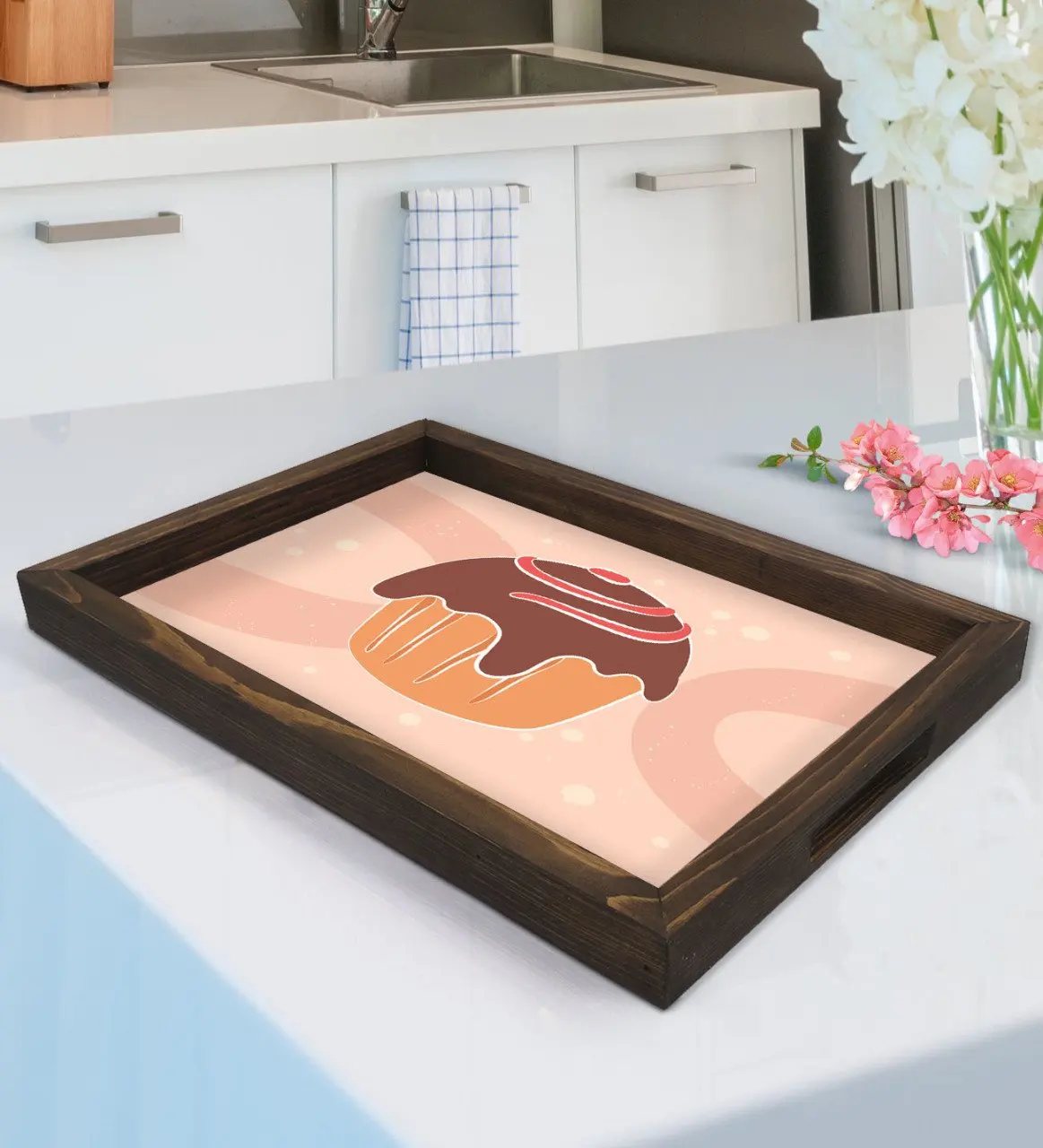 

BK Gift Cupcake Design Natural Wood Tepsi-1