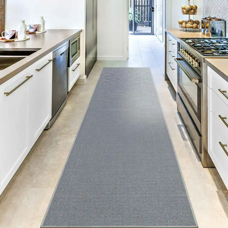 

"Ideal Stylized Modern Gray Solid Rubberback Indoor Runner Rug - Perfect for Any Room in Your Home | 2'7" x 9'10" | 3x10' Rug".