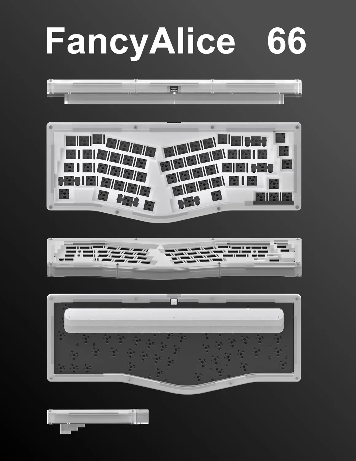 Необычная игровая клавиатура с надписью Alice66 прозрачная стандартная изменение