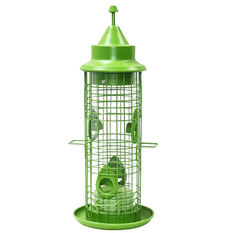 

Green Outdoor Hanging Bird Feeder Metal Mesh Wild Bird Peanut Seed Nut Feeder Hanger Bird Supplies Standing Feeder
