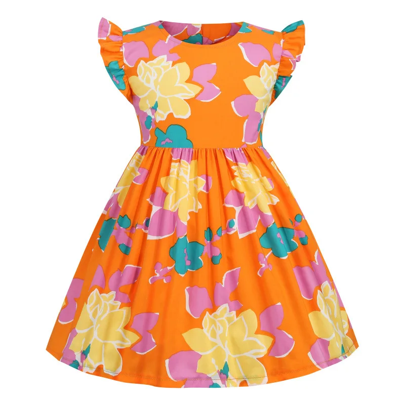 

Детское платье с цветочным рисунком, с рукавом-фонариком