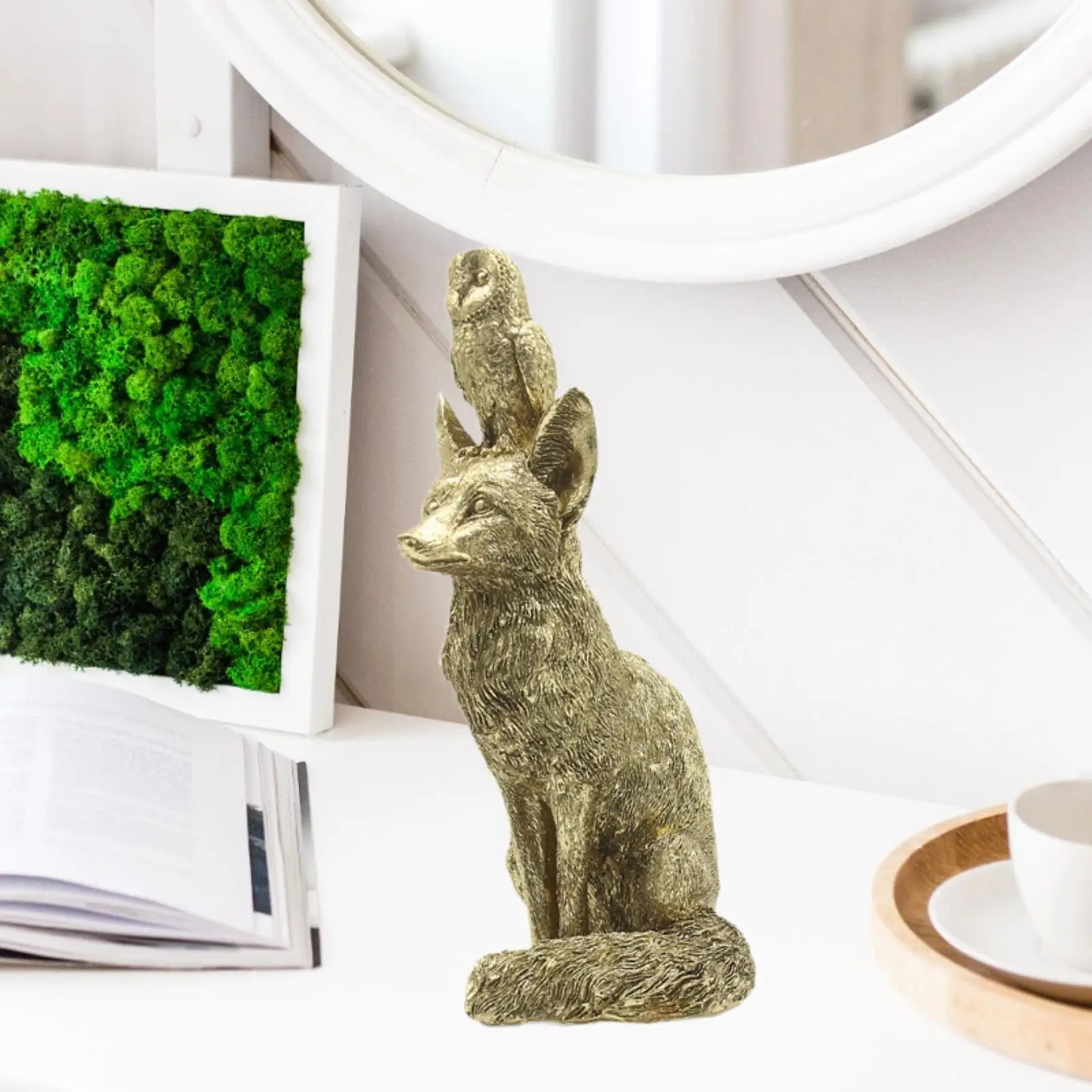 Статуя Лисы И Совы Скульптура Животного Из Смолы Домашний Декор Фигурка Подарок