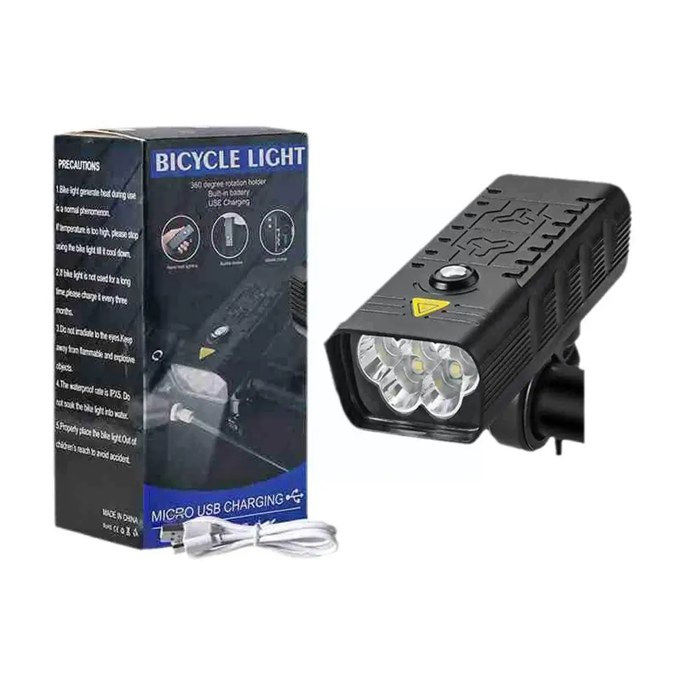 

10000mAh Bicycle Headlight USB Charging 5T6 LED Strong Front Bike Light Lamp Rear Light Cycling G0C7