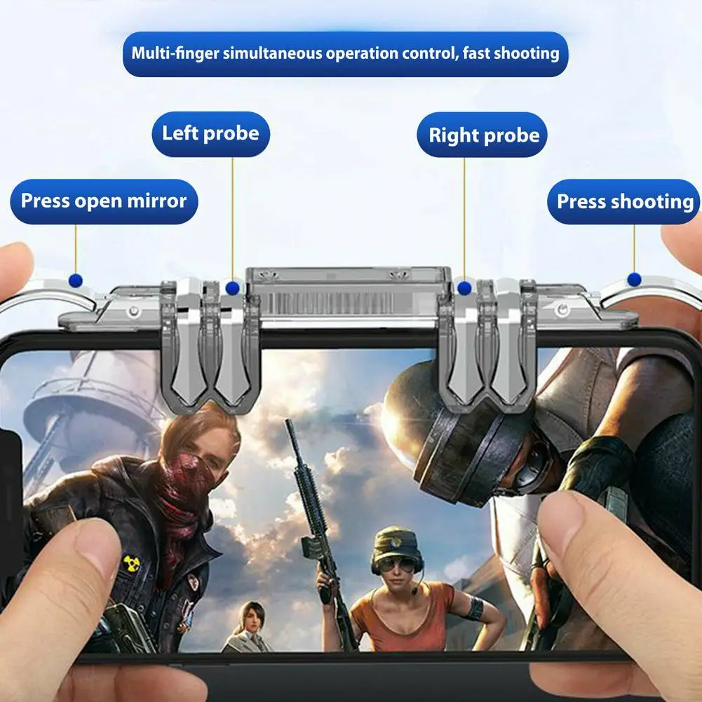 6 finger mobile controller l1 r1 phone gamepad trigger fire button aim key l1r1 shooter pubg controller for iphone ios android free global shipping