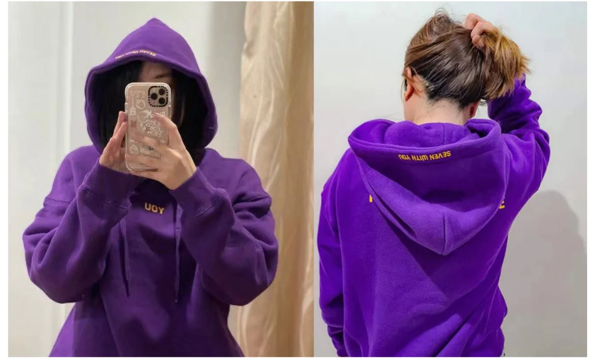 Фото Оригинальная толстовка с принтом 2025 года Seven With You 13 You Never Walk Alone Digital File Jimin Merch For Fans Card Фиолетовая толстовка №3