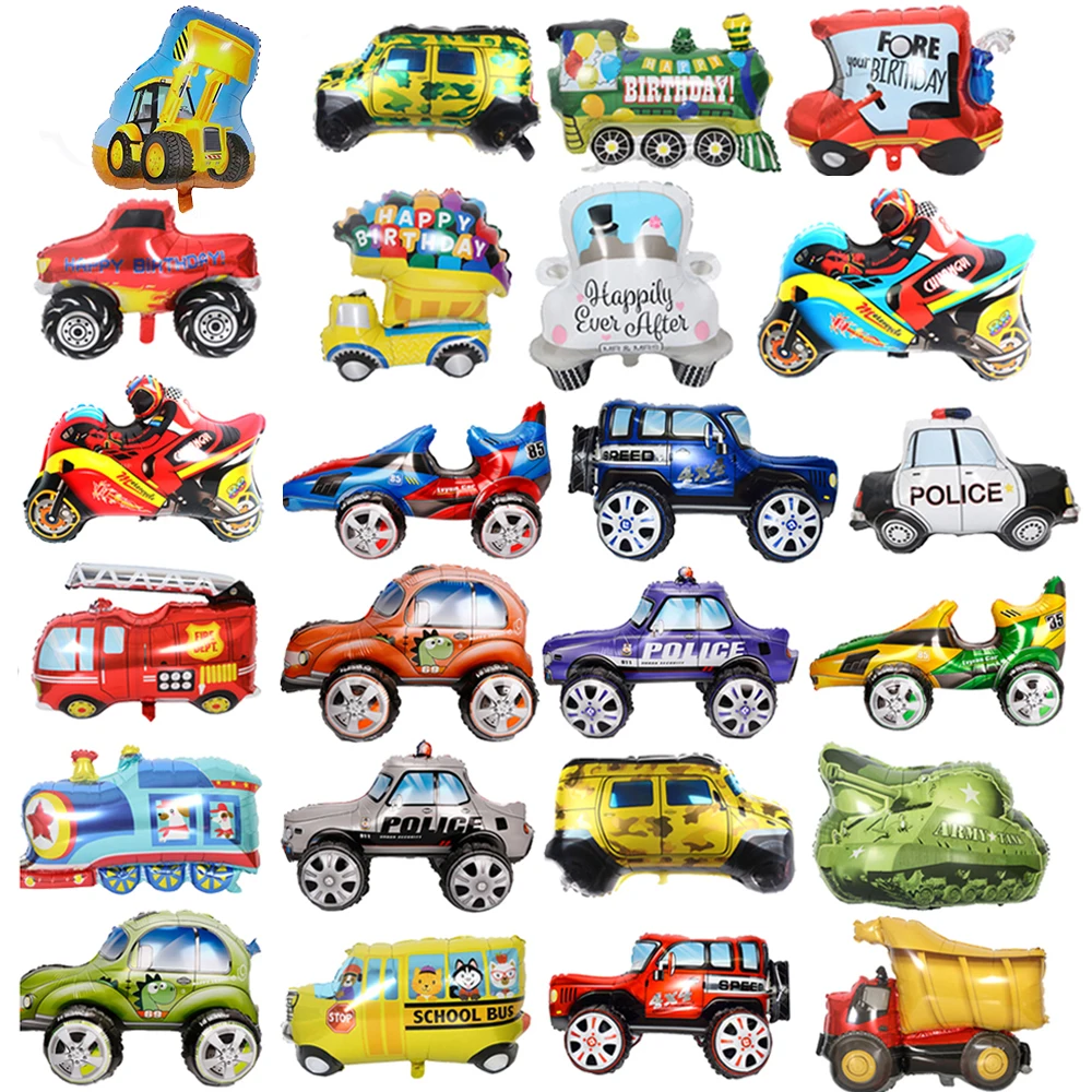 

Cars Balloons School Bus Fire Truck Balloons Engineering Vehicle Car Themed Boys Birthday Party Educational Toy Decor