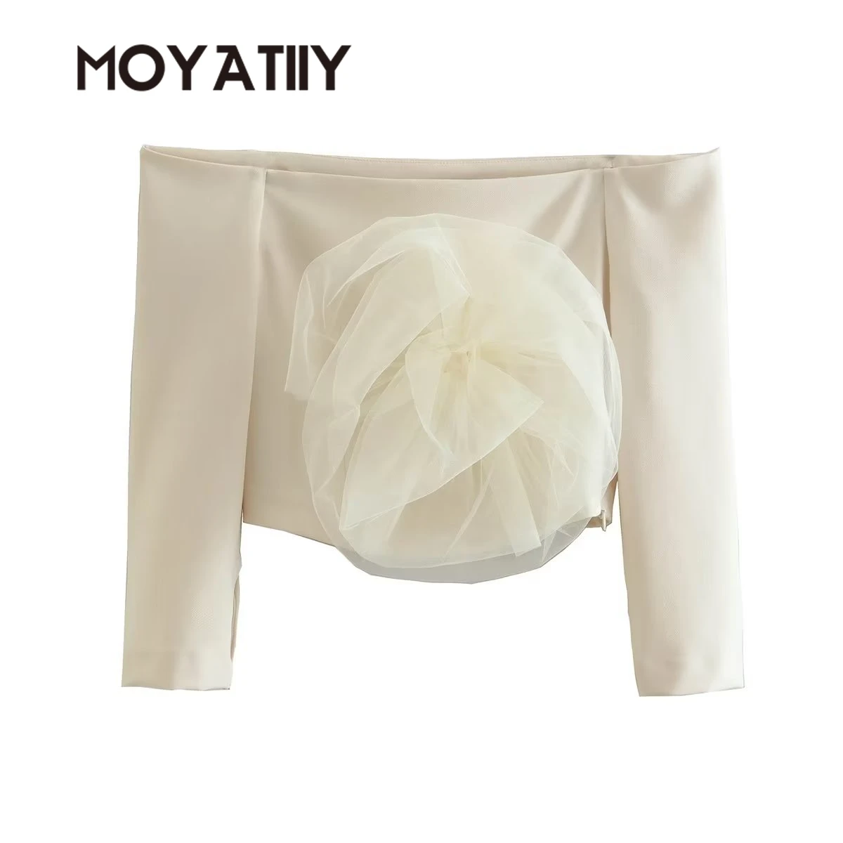 

Новое поступление женских топов MOYATIIY, модные укороченные топы на одно плечо с цветочным дизайном, облегающие Женские топы с длинным рукавом