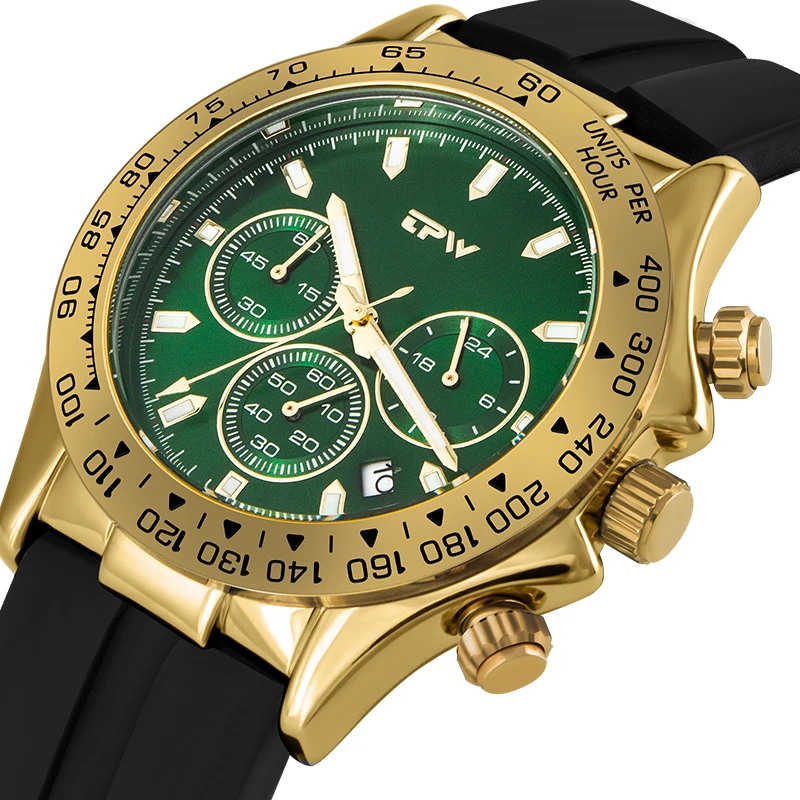 

K7014 New Three Eyes Silicone Quartz Watch Casual Fashion Multifunctional Watch
