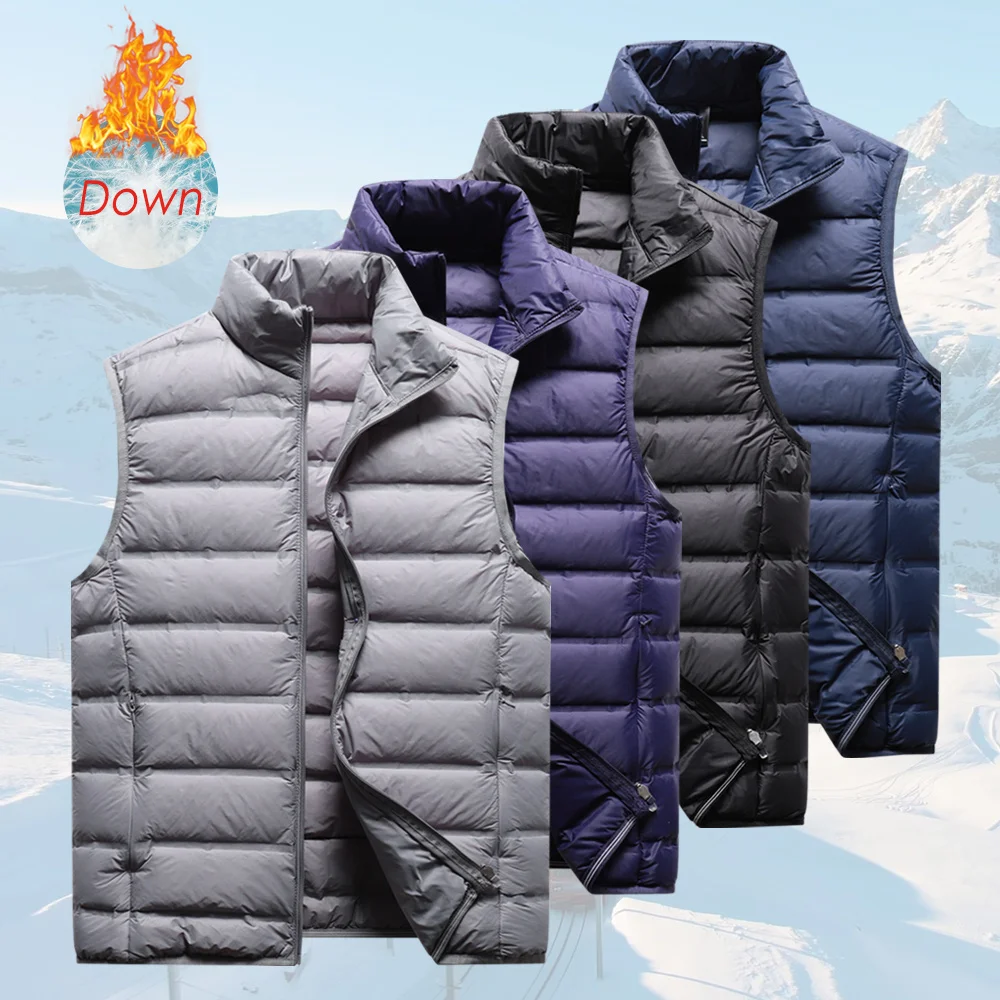 

8XL Men Winter New Ultralit Classic Warm Down Sleeveless Jacket Vest Waistcoat Men Autumn Casual Outwear Wite Duck Down Vest