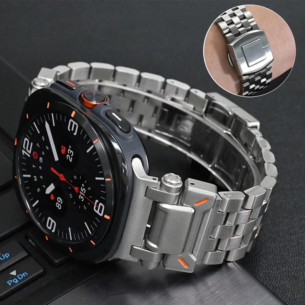 Ремешок из нержавеющей стали для Samsung Galaxy Watch Ultra 47 мм мужской звеньевой браслет