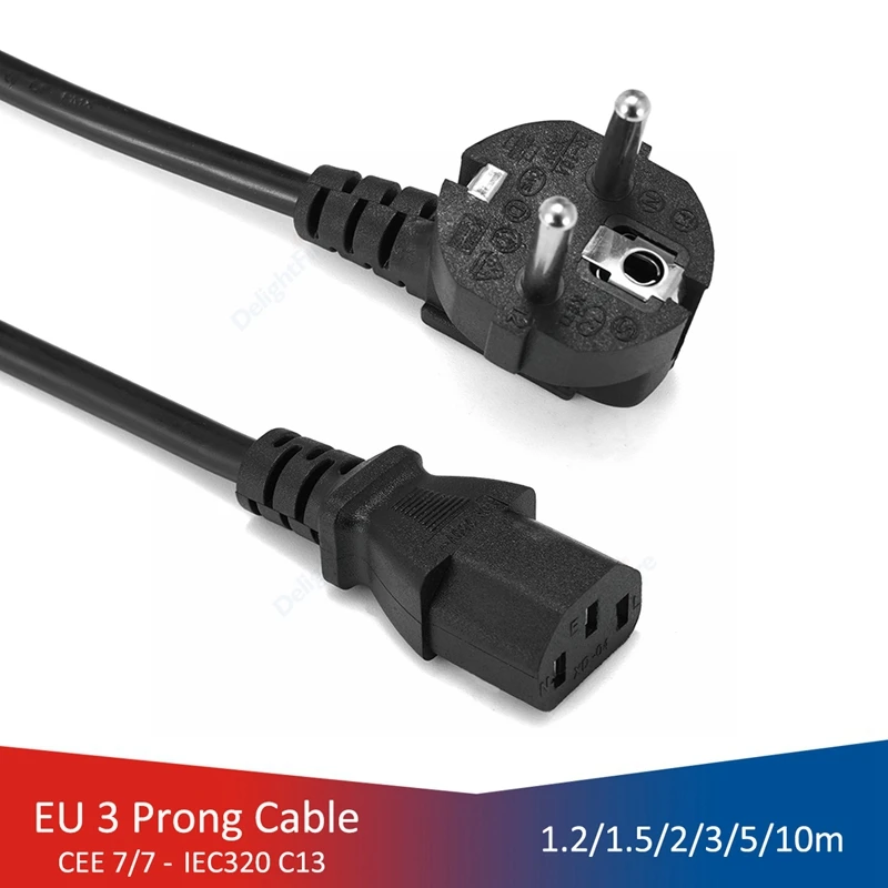 EU Power Cord 2/3/10m IEC C13 Power Adapter Extension Cable For Dell Computer PC Monitor HP Printer Projector DJ Studio Lights