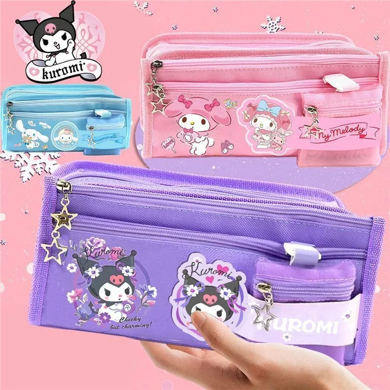 

Sanrio Kuromi My Melody мультяшная ручка сумка для детей начальной школы Cinnamoroll канцелярская коробка кошелек для монет милый аниме большая емкость