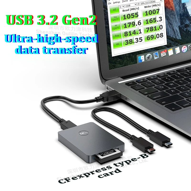Устройство чтения карт CFexpress Type-B материал из алюминиевого сплава USB 3.2 Gen2 10 Гбит/с