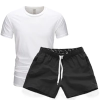 summer new mens t shirt suit fashion casual suit short sleeve t shirt shorts solid color mens sportswear suit 2 piece set