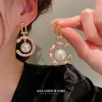 new water drop pearl earrings c shaped leatherwear dangle earrings for women girls fashion wedding party jewelry gift wholesale