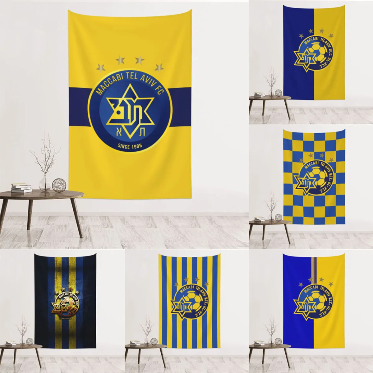 

Israel Maccabi Tel Aviv Fc Tapestry Hanging Living Room Bedroom Dorm Room Home Decor 60x40 Inches, One Size
