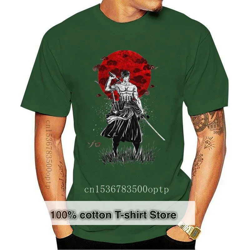 

New Zoro Roronoa Tshirt Man Pure Cotton Swordsman Pirate Hunter Tees Classic Anime Shirts Short Sleeve Casual T-shirt