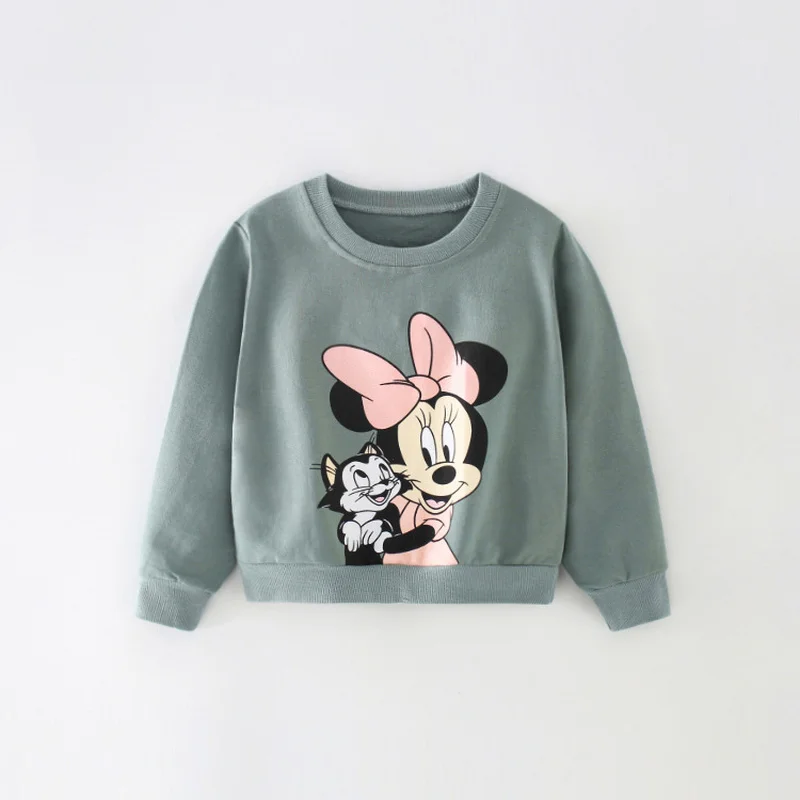 Осенние толстовки для маленьких девочек с Минни Маусом корейские милые детские