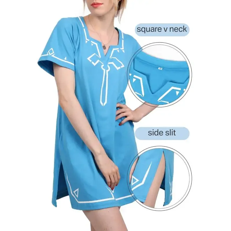 Женское платье-туника для косплея DAZCOS голубое платье-рубашка карнавала