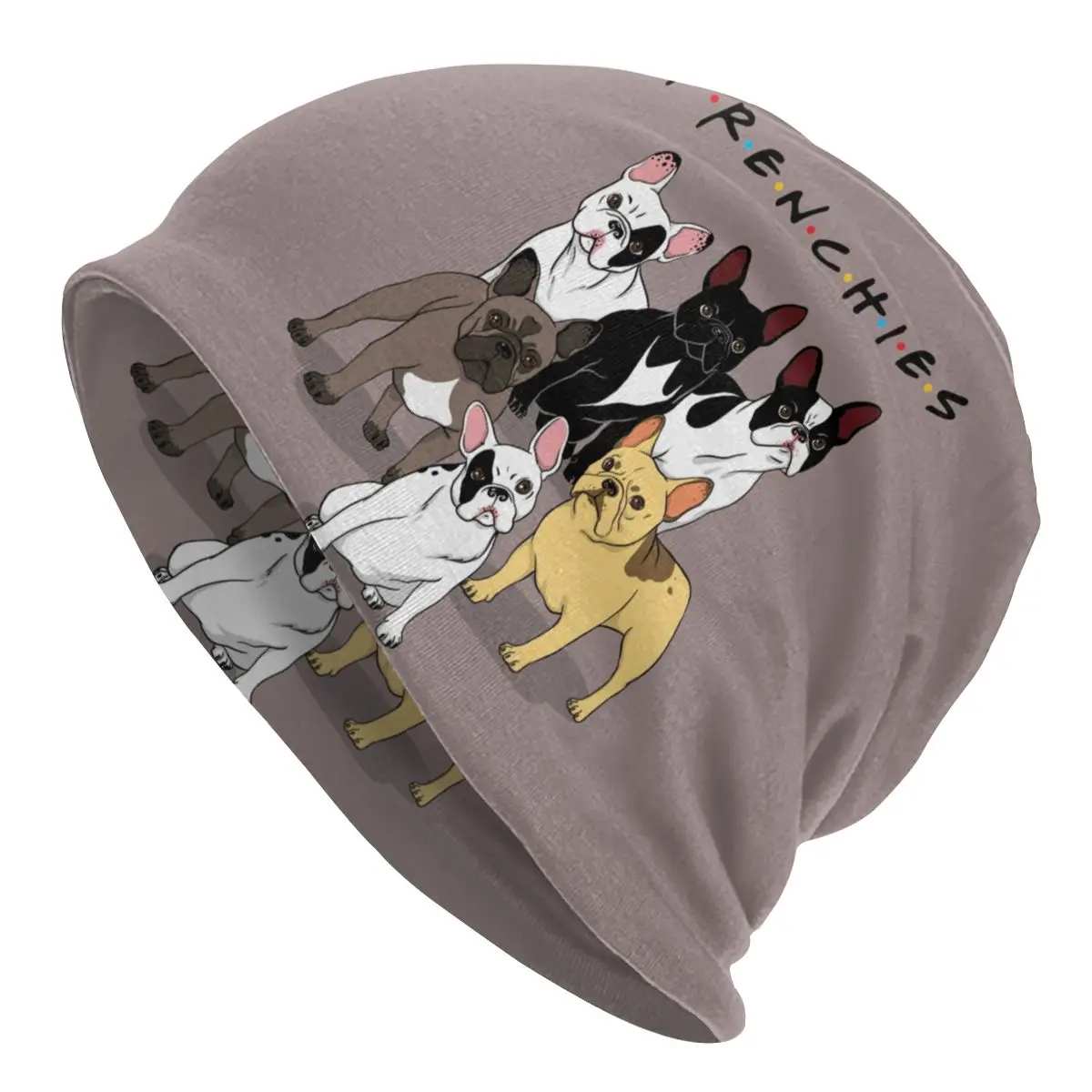 

Funny Frenchies French Bulldog Hip Hop Skullies Beanies Women Men Winter Slouchy Beanie Hat Dog Animal Knit Bonnet Cap for Ski