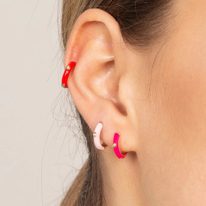 

Color Zircon Hoop Earrings For Women Advanced Sense Aesthetic Sleeper Earrings Trendy Piercing 2023 Trending Jewelry Wholesale