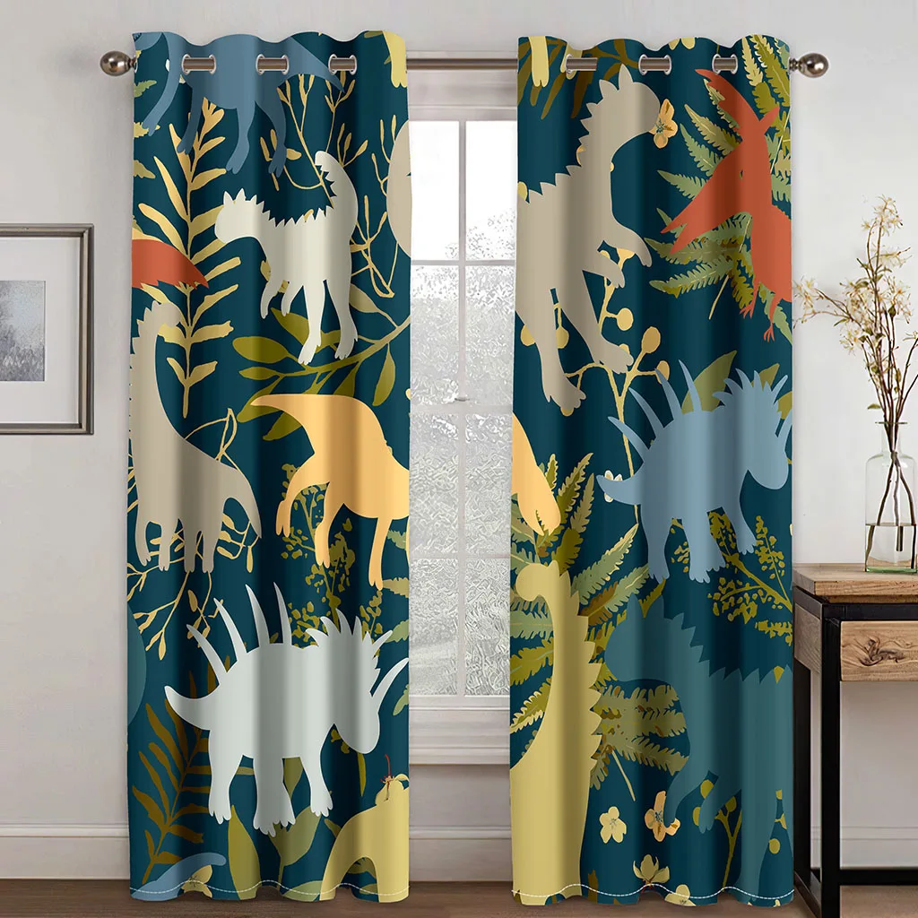 Мультяшные Забавные Симпатичные занавески на окна с динозавром для гостиной