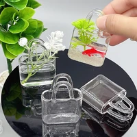 1pcs dollhouse mini glass handbag transparent vase fish tank wpackage box home decor