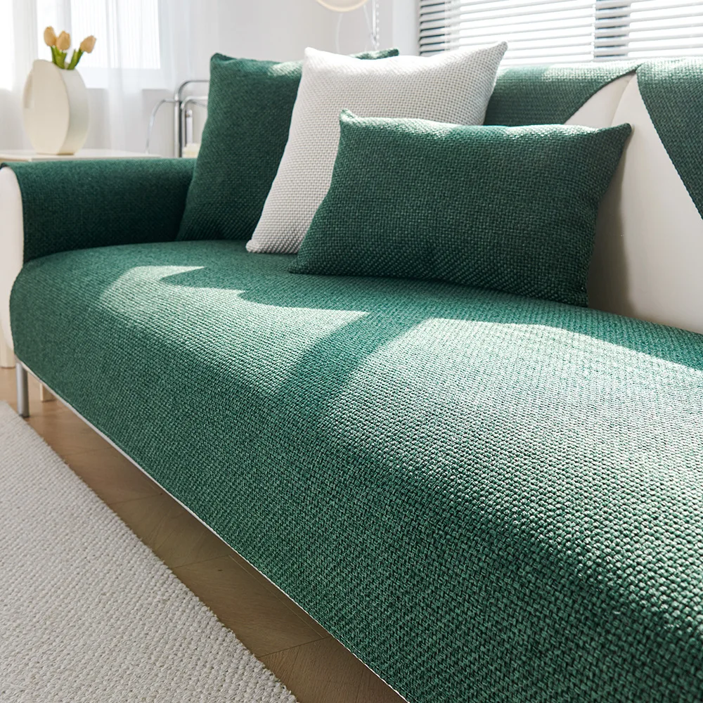 

Льняной чехол для дивана, однотонный