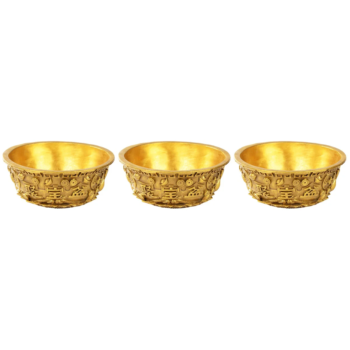 

3 pcs Copper Figurine Copper Bath Bowl Temple Copper Bowls Decorative Basin Chinese Treasure Bowl Sacrificial Bowl