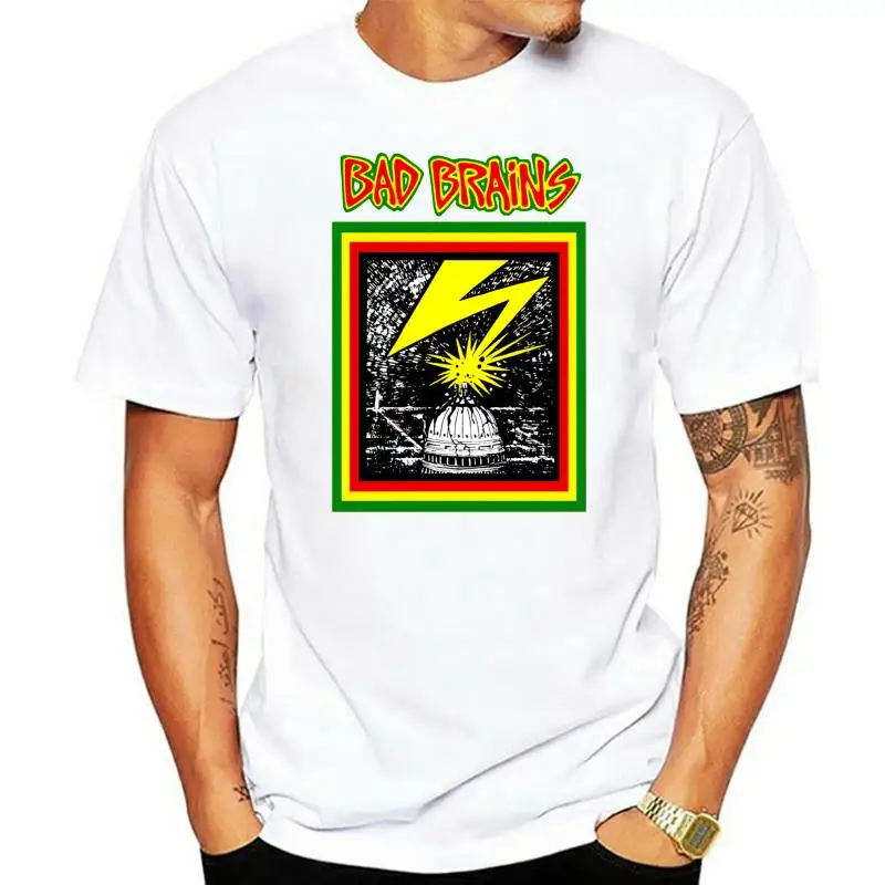 

Camiseta de Bad Brains-First Album 100%, camiseta Punk oficial de la bandera negra del núcleo duro